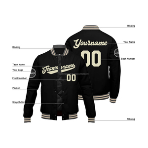 Custom Classic School Style Men's Summer Breathable Windproof <b>Varsity</b> <b>Jacket</b> MCACVJ28 Embroidered Logos Stand Collar Wool - Product Image 4