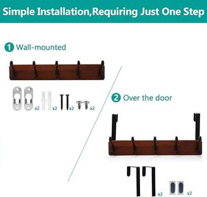 Amazing Wall-Mounted Coat <b>Rack</b> With 2 Over-Door Instillation Hooks Wood Plank Hat <b>Rack</b> Hooks for Clothing Hanging - Product Image 2