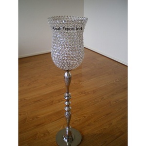 Portavelas de Hurricanes de cristal plateado de aluminio decorativo para boda con taza de cristal para eventos, fiestas, centros de mesa - Product Image 4