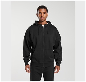 Iota เสื้อฮู้ดแบบซิปปักลายกีฬา, ไซส์ใหญ่พิเศษผ้าฝ้าย80/20โพลีเอสเตอร์ทรงหลวมมีซิปแบบลำลอง - Product Image 3