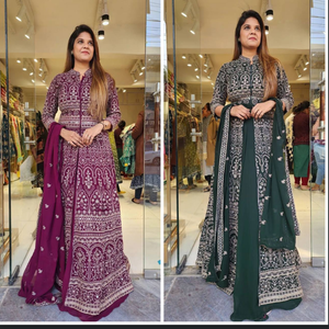 high demanded koti lehenga with dupatta in georgette fabric with <b>chain</b> stich work and <b>mirror</b> work for weddings and parties - Product Image 6