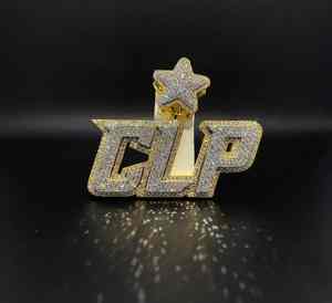 จี้และสร้อยคอฮิปฮอปสแตนเลสสตีลประดับเพชร CZ พร้อมโลโก้สั่งทำพิเศษ มีสีให้เลือกตามต้องการ - Product Image 3