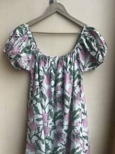 Mini vestido informal para mujer con manga corta por encima de la rodilla y estampado de bloques 100% Vestido de playa de algodón o mini vestido de nivel - Product Image 4