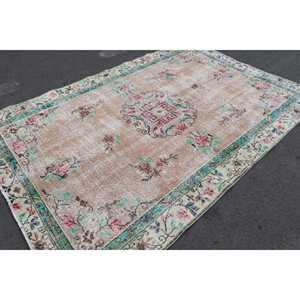 5.9x8.4 ft Rug, Vintage Turkish Rug, <b>Brown</b> Moroccan <b>Wool</b> Rug - Product Image 1
