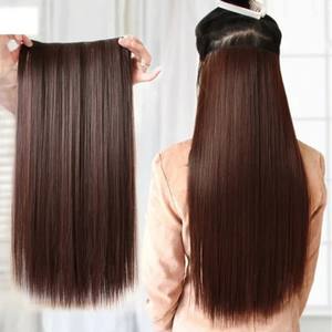 Couleur marron naturel oreille à oreille 4 clips extension de cheveux raides cheveux humains naturels raides 4 clips faisceaux extensions de cheveux humains - Product Image 1