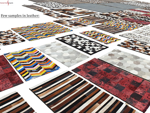 Luxury Hotel Quality Embroidered Stitched Leather Carpet Good Aesthetic Bhadohi <b>Rug</b> for Lavish Areas - Product Image 4