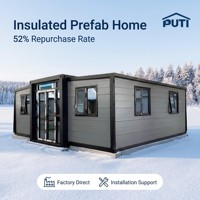 Maison conteneur extensible 30 pieds, mobile et démontable, villa préfabriquée 3 chambres, avec deux ailes extensibles