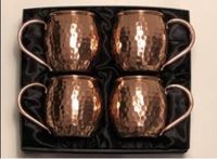 Bouteille en métal martelé cuivre naturel grande capacité style américain, 2 tumblers, boîte noire, articles de bar, finition mate, durable, en métal