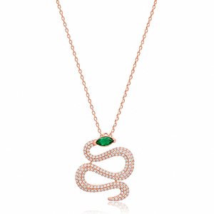 Green Eye <b>Snake</b> Necklace Reptile <b>Snake</b> Necklace Turkish Wholesale Handcrafted 925 Sterling <b>Silver</b> Jewelry - Product Image 2