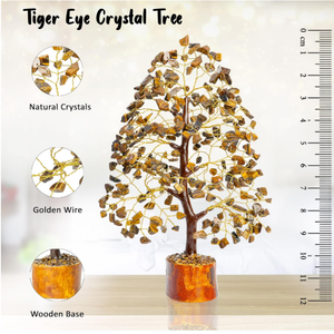 Pierre semi-précieuse naturelle oeil de tigre arbre de pierres précieuses 300 puces arbre de cristal Feng Shui Figurine pour la décoration de la maison - Product Image 6