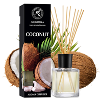 Difusor de Aromas Aromatika de Coco en Vaso de Vidrio de 200 ml, Libre de Ftalatos, con Aroma Tropical Exótico Fresco y Fragancia Duradera