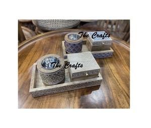 Attractive Design Mabkhars Burner With Oud <b>Box</b> And Tray Set Of Two Wooden Arabian Bakhoor Burner For Sale - Product Image 1