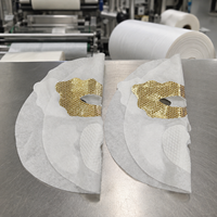 Masque facial composite double couche Y486 en fibres végétales avec base en coton texturé or pour les yeux et perle pour la bouche