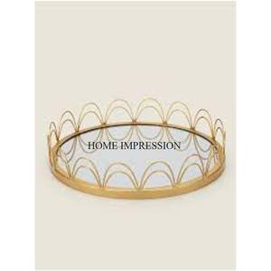 Round Shape Heavy Duty Metal Gold Plated With Mirror Serving <b>Tray</b> Restaurant and Hotel Supplies Table Centerpiece & Decoration - Product Image 4