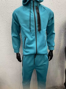 Ensemble deux pièces imprimé de logo personnalisé survêtements pour hommes vêtements d'entraînement 2 pièces jogging confortable couleur unie fermeture éclair à capuche costumes - Product Image 5