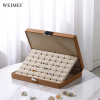 Caja de almacenamiento de piedras preciosas de microfibra de 48 ranuras WEIMEI, logotipo personalizado para piedra suelta de color Diamante, organizador de joyas, vitrina