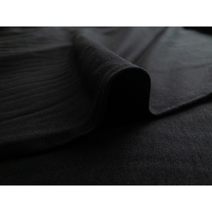 Tissu jersey en coton tricoté directement de l'usine, noir de jais, extensible, lourd, pour vêtements et sweats, 225 GSM, fil 32S/32S - Product Image 1