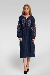 Algodón puro Material de alta calidad tejido mujeres ucraniano bordado vestidos nuevos vestidos de Navidad con bordado Midi vestido - Product Image 2