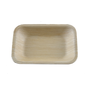 Assiette biodégradable écologique Vaisselle en feuille de palmier Assiettes jetables en forme de rectangle en feuille de palmier - Product Image 1