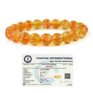 สร้อยข้อมือลูกปัดซิทรินธรรมชาติขนาด 10 มม. ทรงกลม สำหรับความมั่งคั่ง ความเจริญรุ่งเรือง ความสำเร็จ และความอุดมสมบูรณ์ - พลังเรกิประดับด้วยอัญมณี - Product Image 1