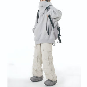 Sudadera con Capucha para Mujer, Informal, Gruesa, de Color Negro Sólido, Holgada, con Bolsillo Tipo Canguro, Cuello Alto - Product Image 6