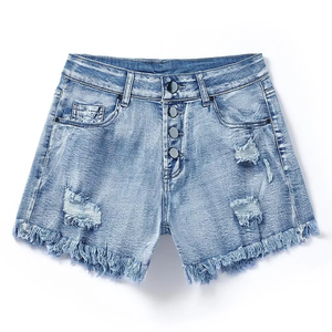 Short en jean vintage taille haute confortable direct d'usine pour femmes travail personnalisable fabriqué au Pakistan prix bas - Product Image 3