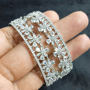 AMERICAN DIAMOND CLASSIC STYLE <b>BANGLES</b> TRADITIONAL and FASHIONABLE SILVER PLATED <b>BANGLES</b> and CUBIC ZIRCON for WOMEN and GIRLS - Product Image 1