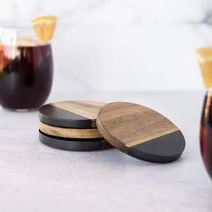 ที่รองแก้วไม้สี่เหลี่ยมทำจากไม้กันไฟสินค้าแฮนด์เมดคุณภาพสูง - Product Image 4