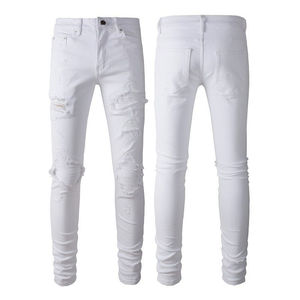 Jean décontracté pour homme, coupe droite, super skinny, déchiré, respirant, séchage rapide, le plus vendu - Product Image 2