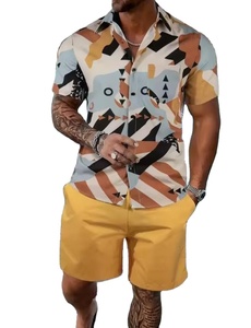 Ensemble de shorts d'été pour hommes de haute qualité, vêtements décontractés en coton respirant, ensemble de 2 pièces, shorts imprimés colorés pour hommes - Product Image 4