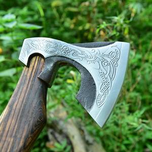 Handmade <b>Axe</b>, Hand Forged <b>Axe</b>, Carbon Steel <b>Axe</b>, Damascus <b>Axe</b>, Camping <b>Axe</b>, Gift for Him, Bushcraft <b>Axe</b>, Viking <b>axe</b>. - Product Image 4