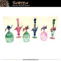 Flacons de parfum uniques en verre soufflé à la main, cristaux égyptiens de designer, couleurs douces, bouchon en verre gravé à l'acide doré