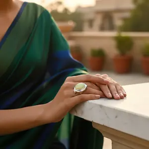 925 Silver Oval Gemstone <b>Ring</b> for Women Dainty Geometric Pattern <b>Pearl</b> Bezel Set Fine Jewelry for Daily Wear or Promises - Product Image 2