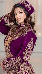 2025 @ Nueva chaqueta-Karakou de color púrpura oscuro para mujer argelina tradicional con cuentas de cristal adornadas, piedra, perlas, trabajo Dabka - Product Image 4