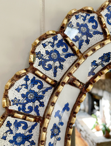 <b>Arch</b> Mirror with Blue Flowers, Gold Leaf <b>Arch</b> Mirror - Product Image 2