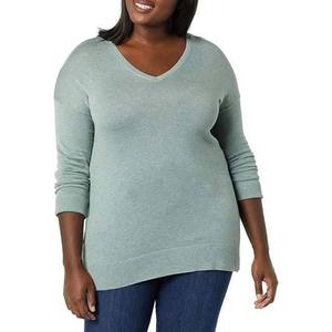 Pull tendance pour femmes à col en V surdimensionné en coton, respirant, à manches longues, tricot d'hiver pour adultes - Product Image 3