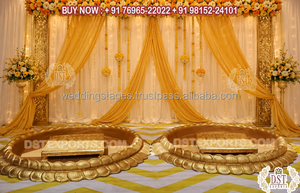 เวทีพิธีวัตนาสุดหรูทันสมัยพร้อมอ่างไฟเบอร์กลาสสีทองรูปทรงดอกไม้ขนาดใหญ่สำหรับธีมฮัลดี พร้อมเก้าอี้ - Product Image 6