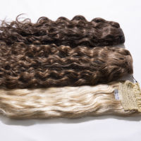 Extensions de cheveux humains Remy vierges 100% réutilisables, double épaisseur, bouclées, ondulations profondes, queue de cheval, produit de beauté pour femmes
