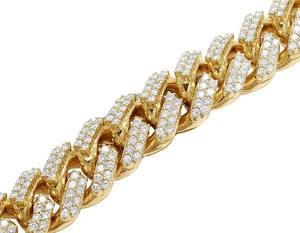 S925 plata amarillo chapado en oro cadena de eslabones cubanos moissanita diamante helado Hip Hop estilo de lujo joyería para hombres y mujeres - Product Image 2