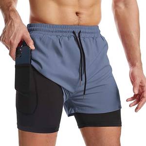 Pantalones cortos para correr 2 en 1 para hombre Pantalones cortos de entrenamiento atlético de gimnasio de secado rápido para hombres con bolsillos para teléfono Pantalones cortos de entrenamiento de gimnasio - Product Image 5