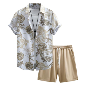 ชุดเสื้อผ้า2025คู่สำหรับผู้ชายเสื้อยืดแขนสั้นและกางเกงขาสั้นชุดเสื้อผ้า100% ผ้าฝ้าย2ชิ้นสำหรับฤดูร้อน - Product Image 1