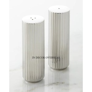 Moulins à sel et à poivre de créateur en forme d'oeuf de qualité supérieure en aluminium coulé couleur argent brillant poli Antique élégant de l'Inde - Product Image 5