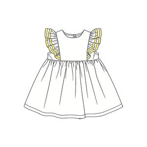 Précommande : Robe en coton doux et extensible <span class=keywords><strong>pour</strong></span> petites filles, manches volantées, printemps-été, longueur genou, personnalisable - Product Image 4