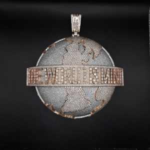 Collar con Colgante de Tierra 3D Grueso, Chapado en Oro Rosa sobre Plata 925, Estilo Hip Hop, Personalizado de Fábrica, Completamente Engastado con Diamantes VVS Color D Moissanita - Product Image 4