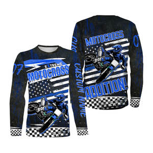 Nueva Camiseta de Carreras Personalizada 100% Poliéster, Manga Larga, Resistente al Viento, Transpirable, Estampada, para Motocross, Automovilismo y Motociclismo - Product Image 1