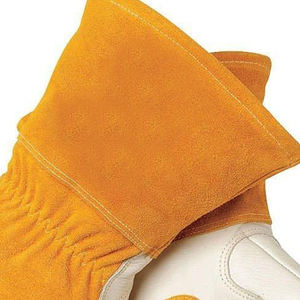 Gants de travail de soudage en cuir de vache fendu longs gants de travail de protection en polyester pour le soudage - Product Image 5