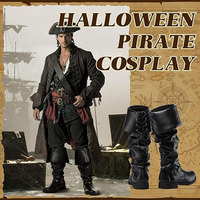 Bottes médiévales de pirate de la Renaissance, faites à la main en cuir PU, motif arc-en-ciel, chaussures de costume d'Halloween, objet de collection artistique pour hommes