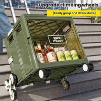 Boîte de rangement roulante portable, chariot pliable, grande capacité, organisateur, chariot pour monter les escaliers avec poignée télescopique