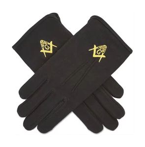 Freemasons ถุงมือหนังสีขาวจริงสีขาวถุงมือเย็บปักลายอิฐถุงมือผ้าฝ้าย - Product Image 6