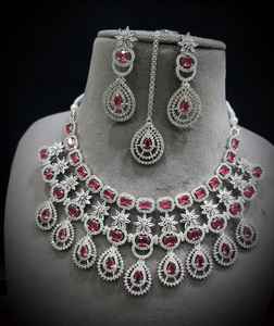 New Arrival Indian <b>Jewellery</b> <b>Set</b> With Maang Tika <b>Wedding</b> Party Engagement Gift Premium Quality Bridal AD <b>Jewellery</b> Collection - Product Image 6